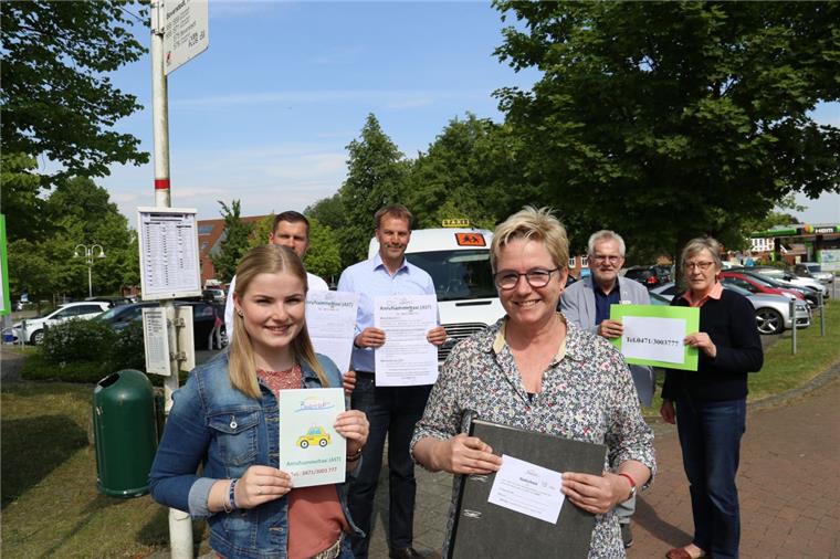 Darum ist das Anrufsammeltaxi auch für junge Leute in Beverstedt attraktiv Unterstützen das Anrufsammeltaxi (von links): Elena Lührs, Oliver Fröhlich (Gemeinde), Guido Dieckmann (Gemeinde), Andrea Gödeke (Taxi-Unternehmen), Bürgermeister Ulf Voigts und Käte Heins (Seniorenbeirat)