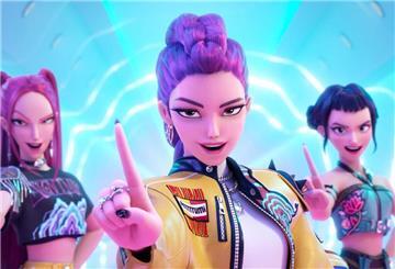 Von links nach rechts: Mira, Rumi und Zoey - die Heldinnen aus dem Animationsfilm „KPop Demon Hunters“. (Netflix-Bild)