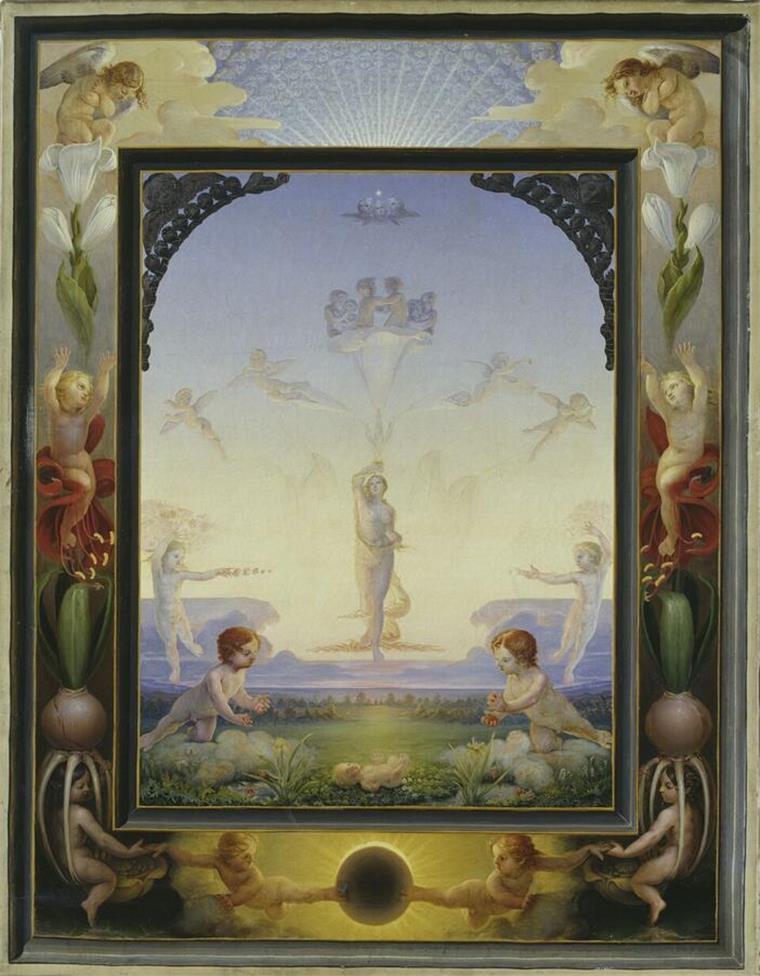 Von Philipp Otto Runges „Der Morgen“ war Max Ernst so fasziniert, dass er eine abstraktere Version des romantischen Bildes anfertigte.