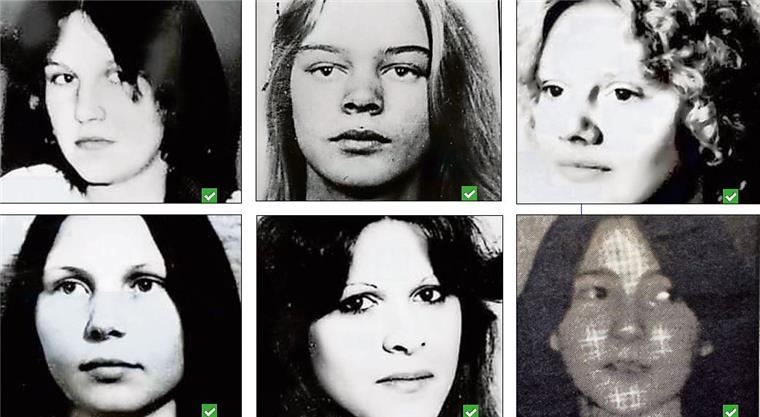 War es ein Serienmörder? Zwischen 1977 und 1986 verschwanden diese sechs Mädchen und jungen Frauen (von links oben im Uhrzeigersinn): Jutta Schneefuß, Angelika Kielmann, Andrea Martens, Anja Beggers, Anke Streckenbach und Christina Bohle. Die meisten nach Disco- oder Kneipenbesuchen. Deswegen spricht man auch von „Disco-Morden“. Christina Bohle wurde im Jahr 2013, 31 Jahre nach ihrem Verschwinden, vom Amtsgericht Bremerhaven für tot erklärt.