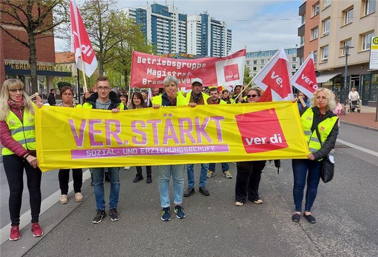Kita-Personal geht noch mehrfach auf die Straße Warnstreik des Kita-Personals in Bremerhaven.