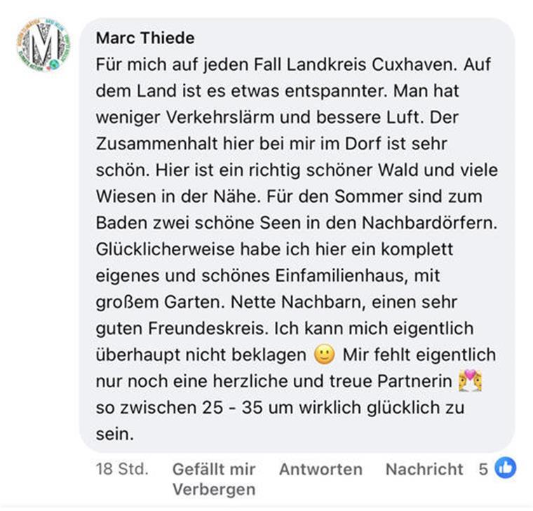 Warum bevorzugen 70 Prozent der befragten Nord24-Nutzer das Leben im Landkreis Cuxhaven?