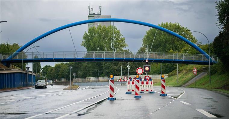 Blick auf den gesperrten Hafentunnel