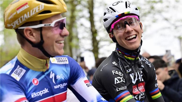 Sieg an der Mauer von Huy: Pogacar gewinnt Flèche Wallonne Weltmeister gegen Olympiasieger: Tadej Pogacar (r) und Remco Evenepoel beim Flèche Wallonne.