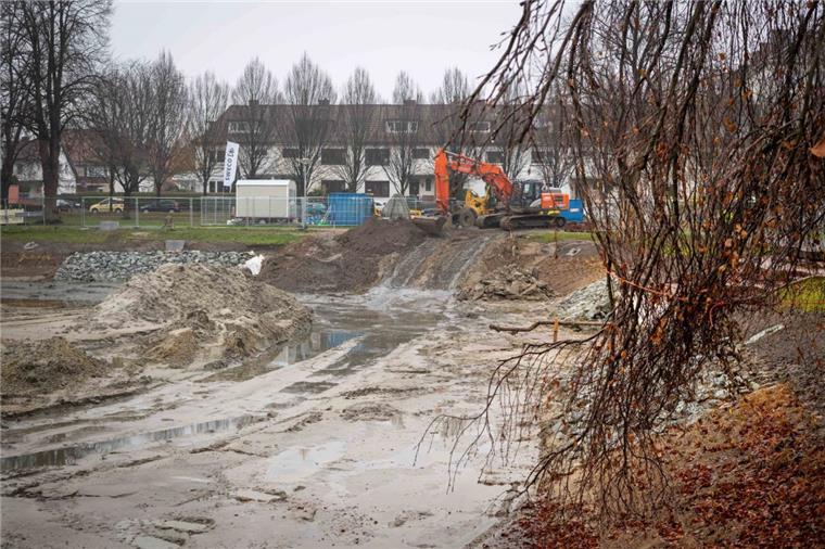Bremerhaven: Arbeiten am Holzhafen fast abgeschlossen Wenn die Rampe ins Becken an der Nordost-Ecke zurückgebaut ist, muss an der Stelle das Ufer des Holzhafens in Bremerhaven noch mit Wasserbausteinen befestigt werden. Gesetzt wurden am Ufer insgesamt 3750 heimische Uferpflanzen.