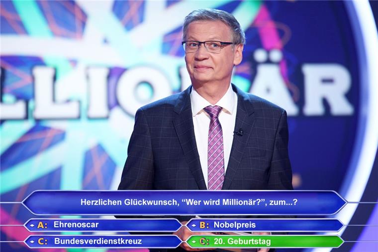 "Wer wird Millionär?" wird 20 Jahre alt. Seit 1999 stellt Günther Jauch den Kandidaten die Fragen.
