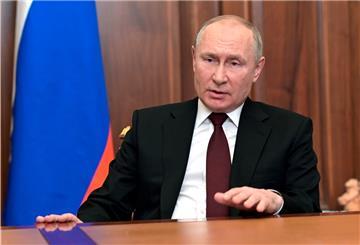 Wladimir Putin, Präsident von Russland, spricht im Kreml in Moskau zur Nation .