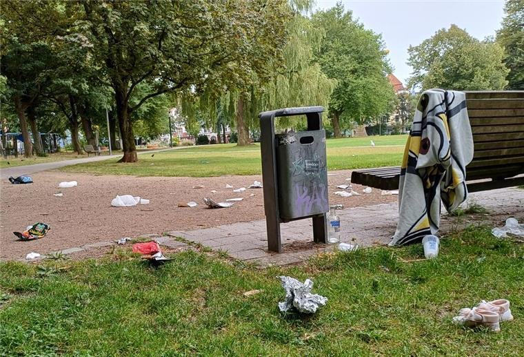 Warum es in manchen Stadtparks gefährlich für Kinder ist Müll liegt herum im Stadtpark.