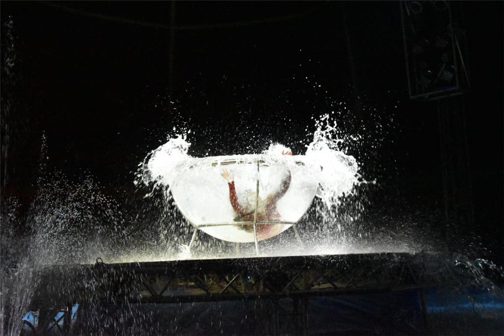 zuerst wird tief hineingetaucht und jede Menge Wasser verspritzt...
