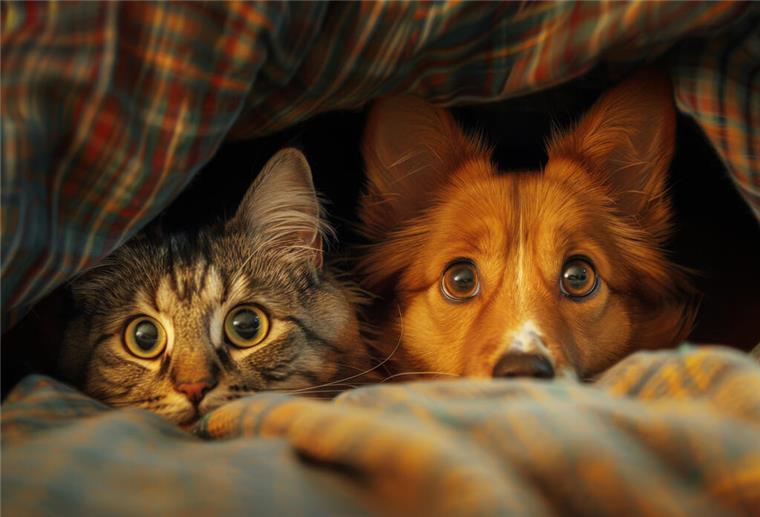 Hitzeschutz für Tiere: So überstehen Haus- und Nutztiere den Sommer Hund und Katze unter einer Decke.