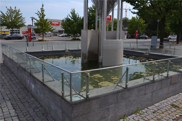 Vitus-Brunnen in Zeven: Sowohl Kunstwerk als auch Biotop Zuweilen gleicht das Wasser des Vitus-Brunnens einer trüben Brühe. Im Rhythmus von 14 Tagen soll es gereinigt oder ausgetauscht werden. Mittlerweile ist der Film abgetragen.